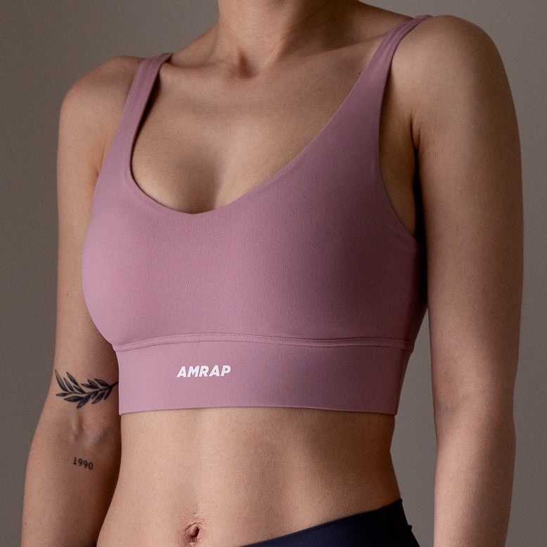 V-Neck Sports Bra Blush – AMRAP Activewear