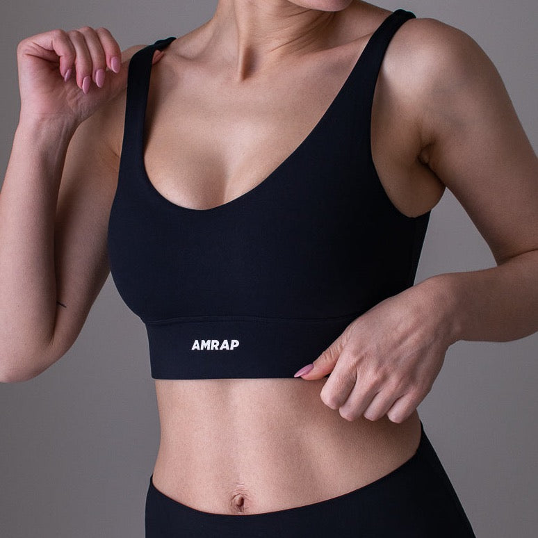 V-Neck Sports Bra Black – AMRAP Activewear