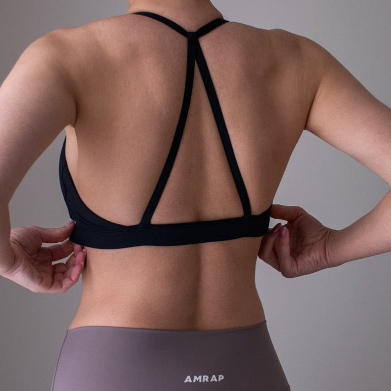 Black Minimal Sports Bra – AMRAP Activewear
