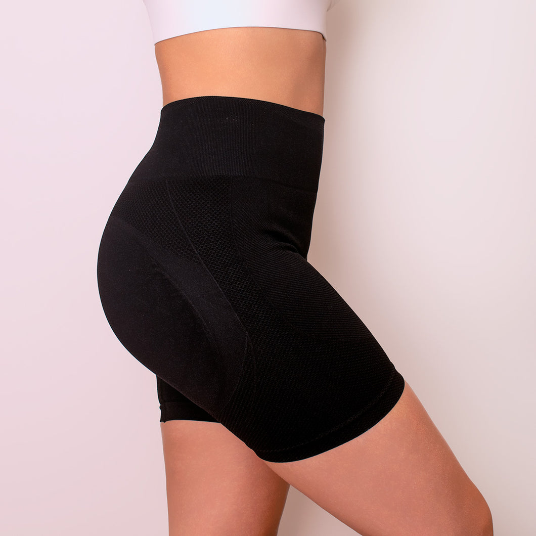 Black Squat Proof Push Up Gym Shorts